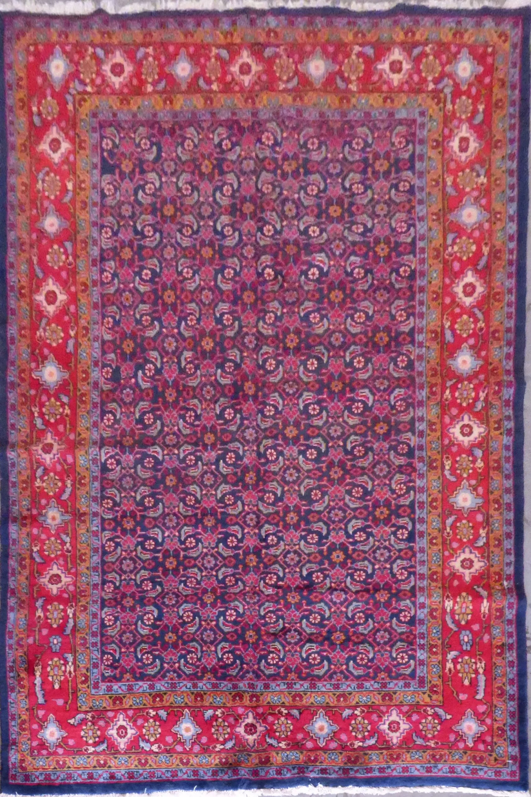 One Of The Kind Hand-Knotted Persian Wool Rug _ Luxurious Vintage Design, 10'7" x 7', Artisan Crafted